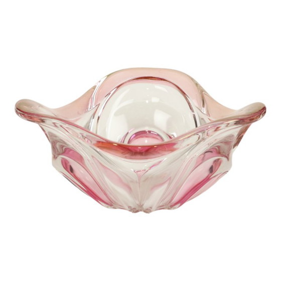 Image 1 of Vintage Murano Schaal Fruitschaal Roze Glas Sixties