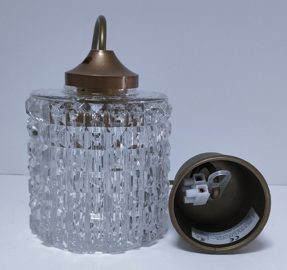 Image 1 of Semi-crystal pendant light with diamond pattern, 1960s style