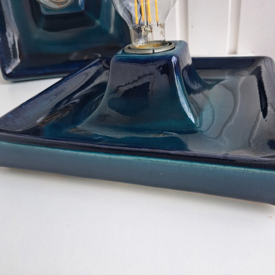 Rare find: 2 Hustadt lamps in petrol green (+ one free) Mid-Century Space Age 1970s – Hustadt Leuchten (photo 6 of 14)