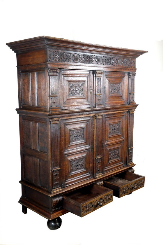 Image 1 of 17th century Dutch pilaster cabinet.