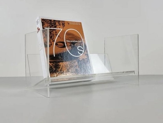 Image 1 of Space Age Design - Vintage EICKEL  acryl - Opbergrek cd's, vinyl lp's, en boeken - Duitsland ‘80.