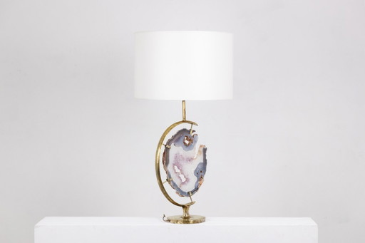 Lampe aus Bronze und Amethyst. 1970er Jahre.