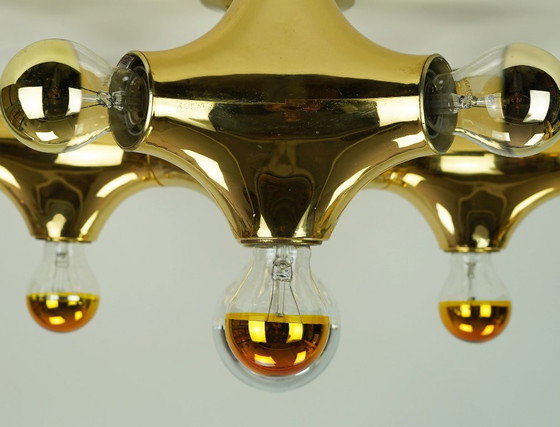 Cosack Gemini Space Age plafondlamp - goudkleurig plastic - Sputnik plafondlamp - jaren 70. – Plafondlampen (photo 6 of 20)