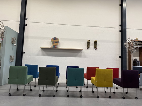 Image 1 of 10 Gelderland 7714 Button sedie su ruote Sedia di design in tessuto