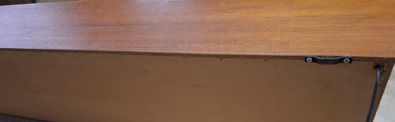 Image 1 of Danish Extra Long Floating Teak Sideboard / Wall Shelf with Lights, 1960s