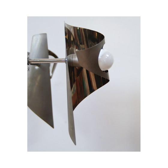 Image 1 of Vintage metal and stainless steel chandelier, 1970