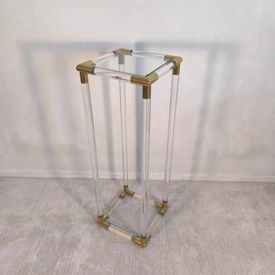 Image 1 of 😍✨ Excepcional soporte de columna de Charles Hollis Jones en Lucite y latón, década de 1970 ✨😍