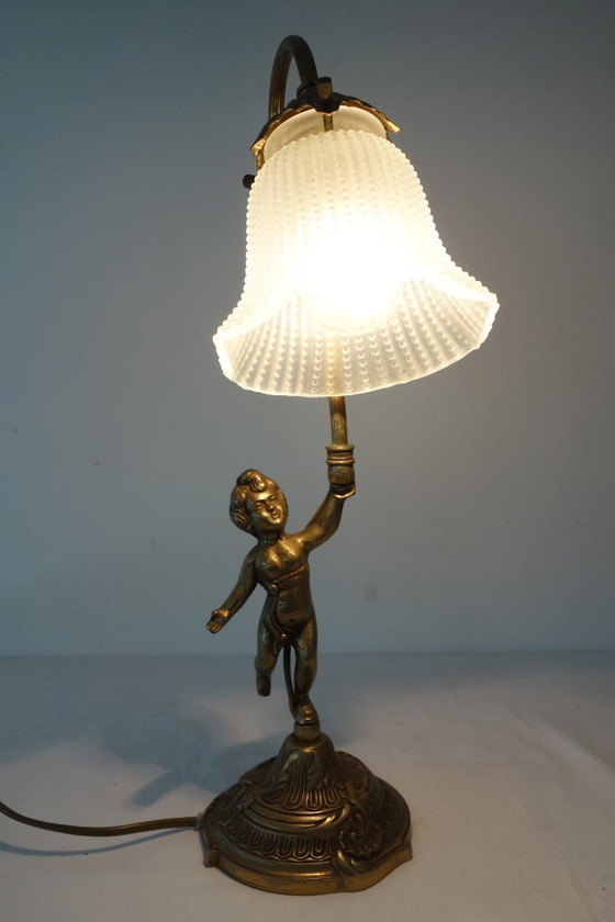 Image 1 of Art Deco brass cherub or angel lamp