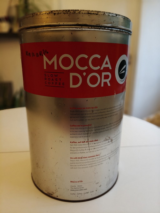 Vintage Mocca d’Or Coffee Tin – Large Industrial Metal Storage Can – Retro Café Style