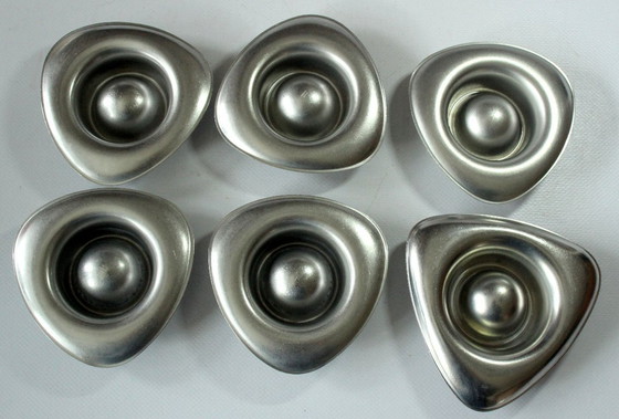 Image 1 of Portauovo di metà secolo in acciaio inox 6 pezzi triangolari vintage