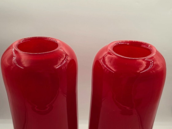 Image 1 of Henry Dean, jarrones de diseño XL en rojo brillante, firmados