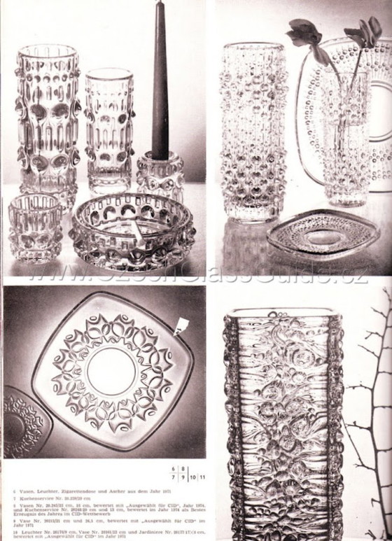 Image 1 of Vintage Pressed Glass Vase by František Pečený / Czech Art Glass / 1972