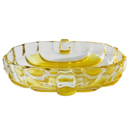 Vintage August Walther & Sohne yellow glass bowl 1970s