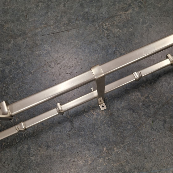Image 1 of 1970s Aluminum Coat Rack Vintage Wall Coat Rack