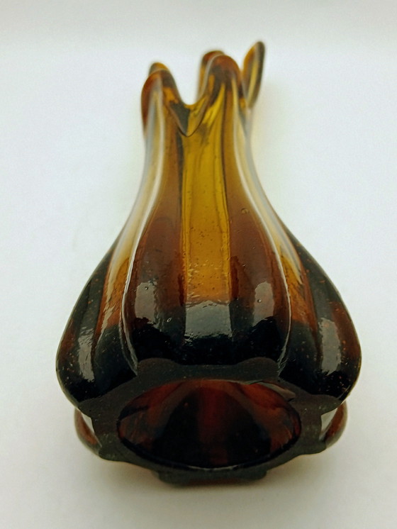 Image 1 of Vintage French Amber Glass Vase