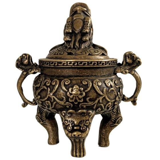 Brûle-encens Dragon Miniature Chinois en Bronze (Ding) – Objets déco (photo 5 of 10)