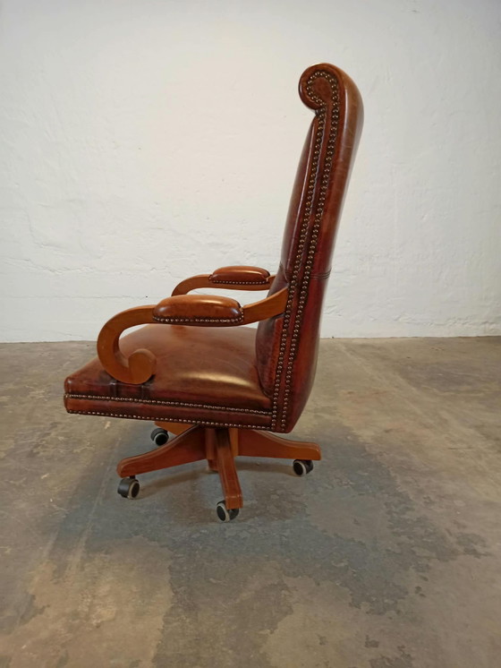 Fauteuil de capitaine pivotant en cuir – Bois (photo 7 of 15)