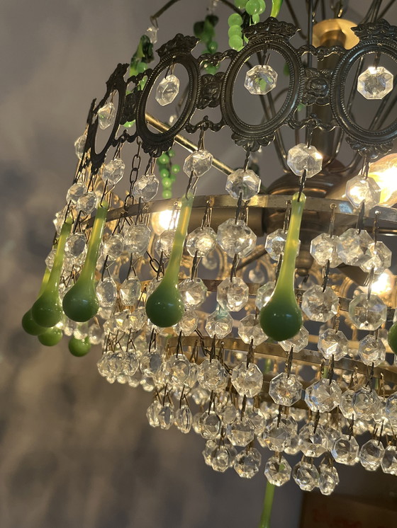 Image 1 of Italian Green Grapes Chandelier Pendant Lamp Vintage