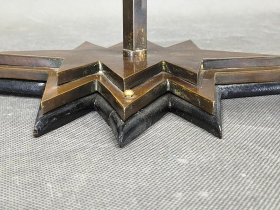 Image 1 of Pair of Czech Cubist Brass Wall Lights, Czechoslovakia, 1920s