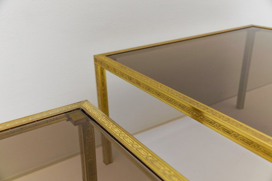 Image 1 of Brass and Smoked Glass Coffee Tables, 1970s, Set of 2