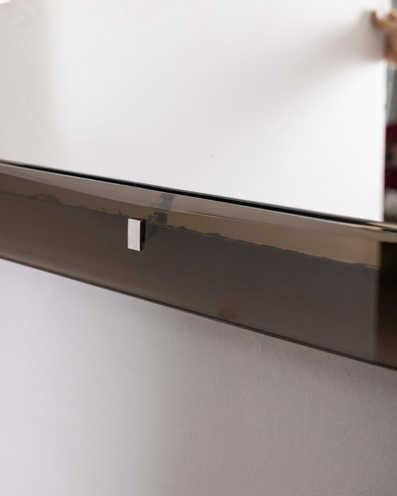 Image 1 of Miroir mural vintage des années 1970 en verre fumé, design italien