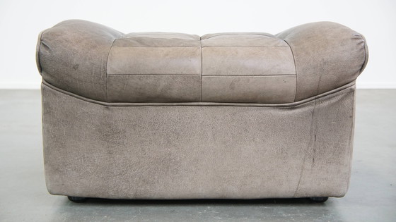 Image 1 of Graues Vintage Leder Elemente Design Sofa 2 Elemente + Hocker