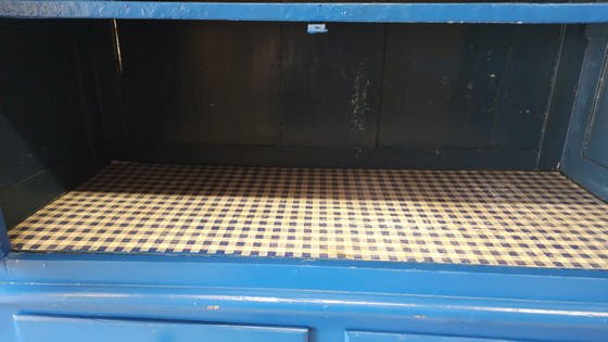 Image 1 of Altes Buffet, Geschirrschrank aus blauem Holz 1960