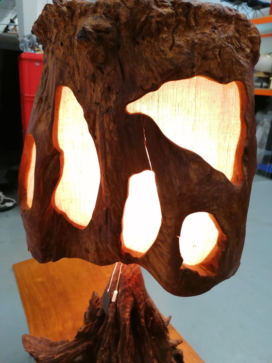 Image 1 of Impressive redwood lamp from the 50s/60s