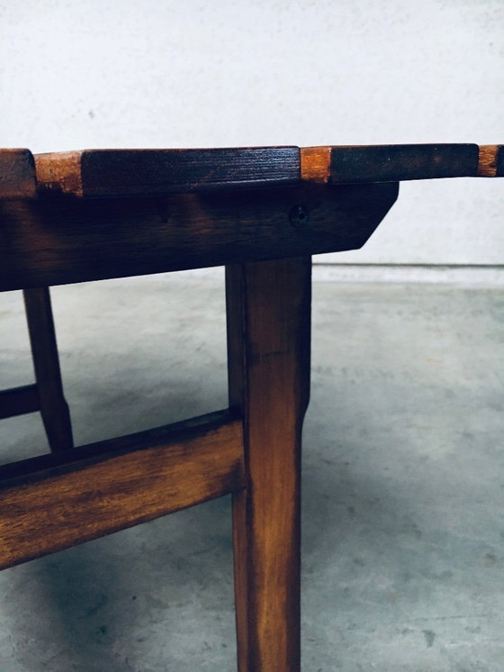 Image 1 of Table de jardin ou de cuisine en bois patiné, design années 1970