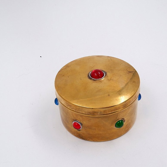 Image 1 of Portagioie/scatola portaoggetti in metallo vintage con coperchio