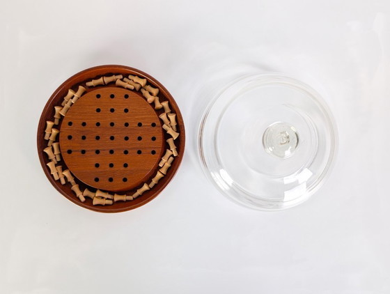 Image 1 of Juego de mesa Solitario original de mediados de siglo, década de 1960, Dinamarca, cristal de teca.
