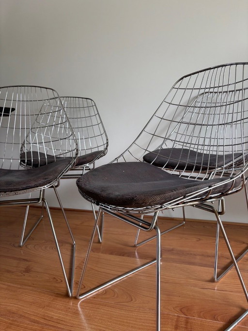 4x Pastoe Draht-Esszimmerstühle