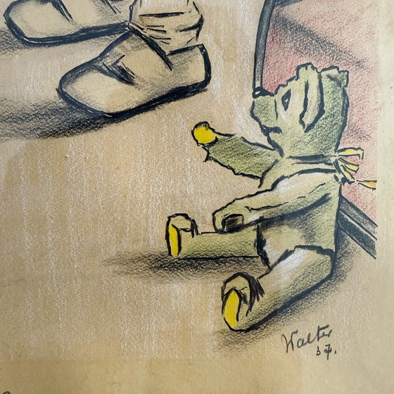 Antique French drawing, Men are good for something after all!, Paintings & Drawings, Paper, Wood, Brown (photo 9 of 9)