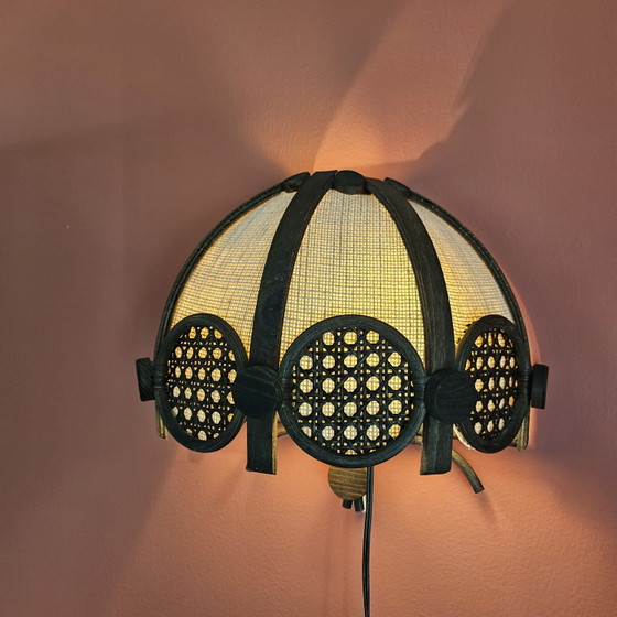 Image 1 of Vintage rattan wall lamp