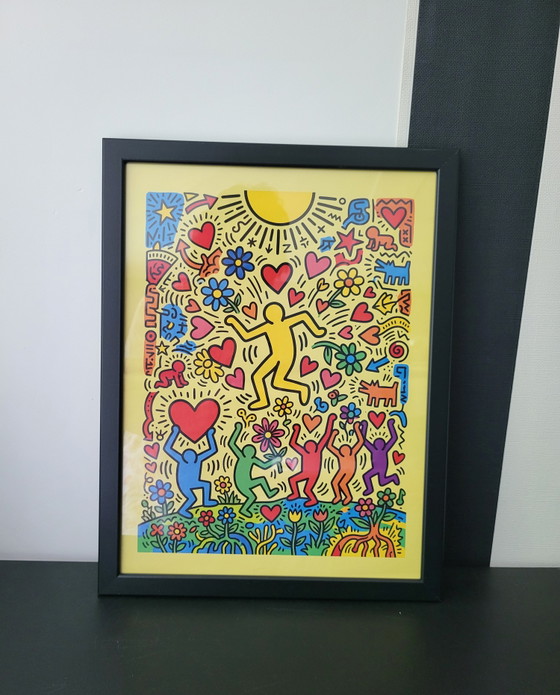 Image 1 of Originaldruck von Keith Haring, gerahmt.