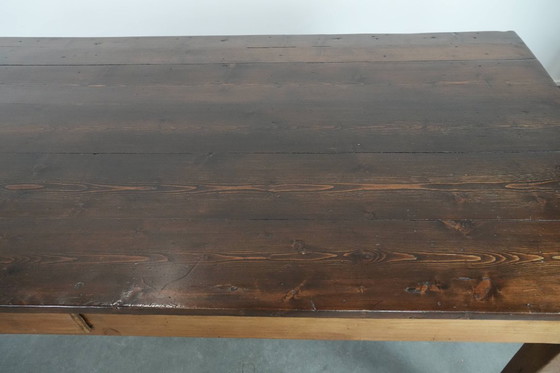 Image 1 of Grande tavolo da pranzo antico francese XXL in stile fattoria con due cassetti