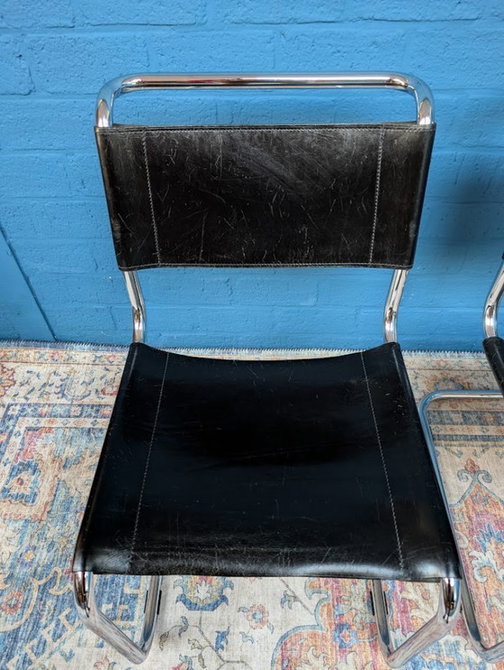 Image 1 of 6 sedie a slitta vintage S33, Mart Stam per Thonet, anni '60