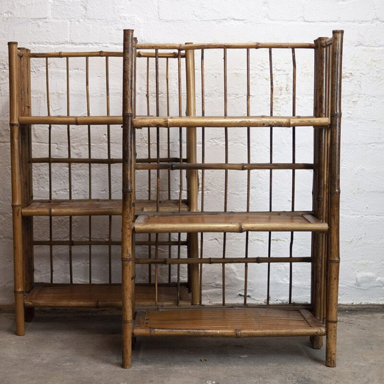 Image 1 of Pair of vintage folding bamboo shelves, 1930