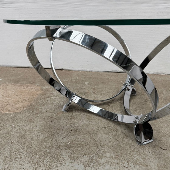 Image 1 of Round coffee table in chrome and glass by Knut Hesterberg for Ronald Schmitt | Space Age