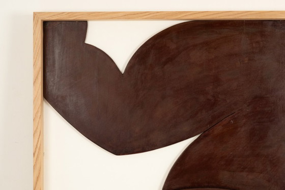 Image 1 of Bas-relief panel "The Twins" in patinated wood. Contemporary