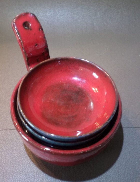 MCM ceramic set by Gérard Hofmann (Vallauris) - manganese red / oxblood – Sculpture (photo 3 of 9)