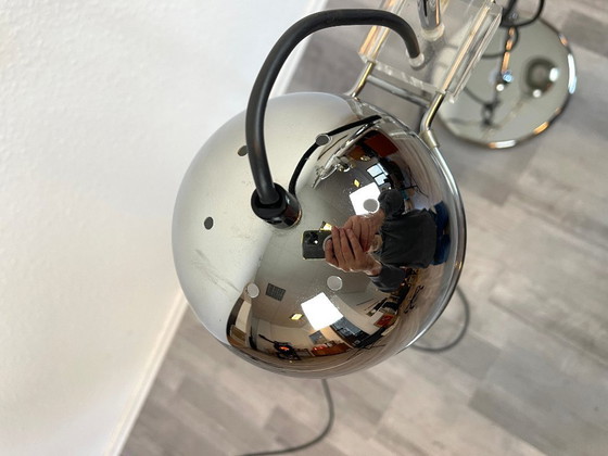 Image 1 of Space Age floor lamp, chrome, 2-light, globe spotlights