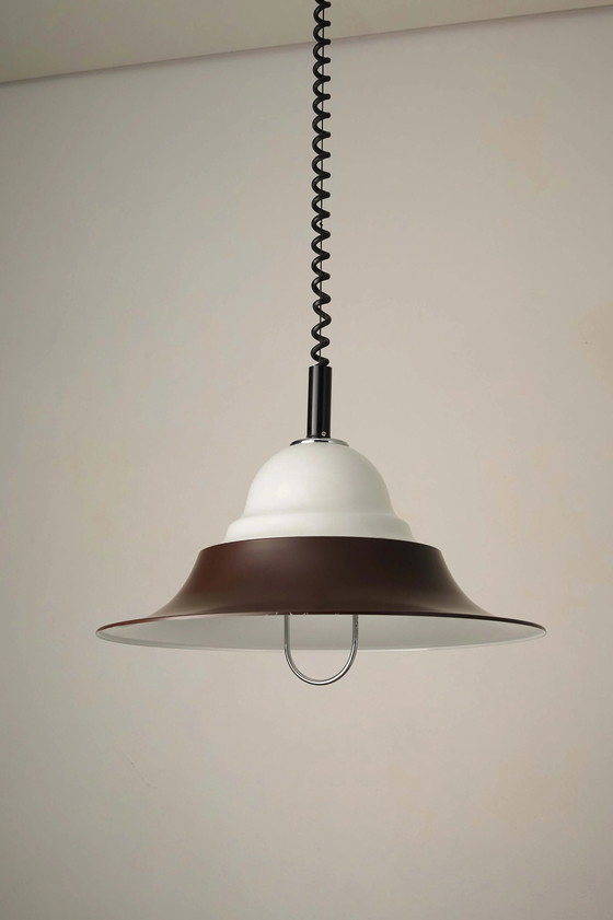 Brown and Opal Glass Model 7565 Adjustable Pull-Down Lamp by Cosack, Cosack Leuchten, Ceiling lights, Chrome (photo 2 of 6)