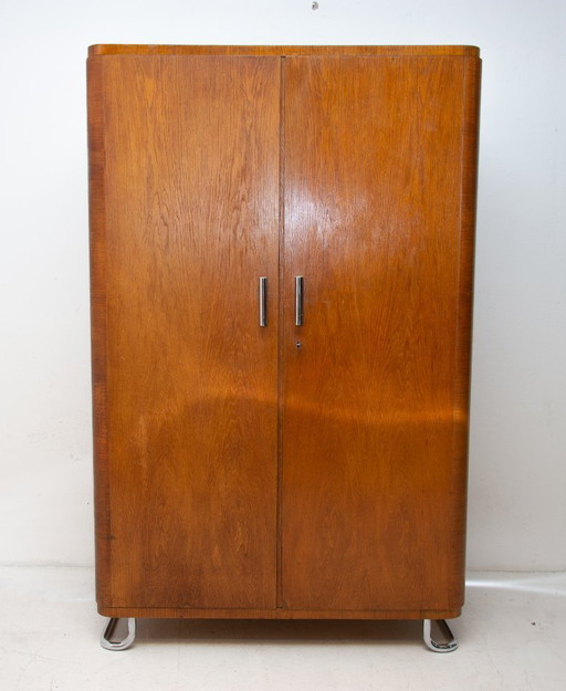 Bauhaus kledingkast met verchroomde details, Bohemen, jaren 1930