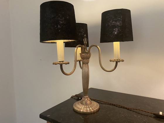 Image 1 of Art Deco pair of three-armed table lamps, 1930s