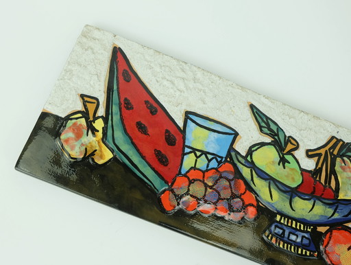 Mid Century Modern Wall Plaque with Still Life 1950s