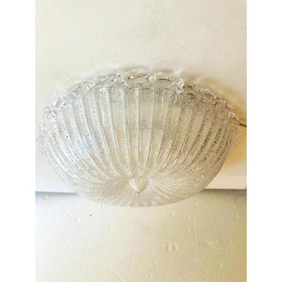Image 1 of Lámpara de techo tradicional italiana de cristal de Murano blanco "Graniglia" estilo años 70