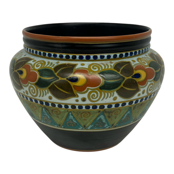 Image 1 of Porcelain vase Damier P.A. Gouda Holland
