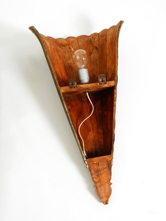 Two Large, Rare 1950s Wall Lamps Made of Wood With Aluminum Cladding – Wall lights (photo 19 of 20)