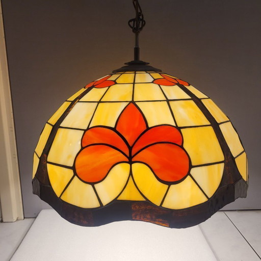 Große Tiffany Art-Deco-Pendelleuchte